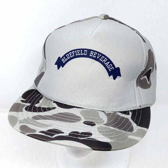 Vintage Bluefield VA Beverage Co Rope Snapback Mesh Camo Trucker Hat Cap - Picture 1 of 9